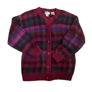 Vintage Plaid Cardigan with Gold Shimmer